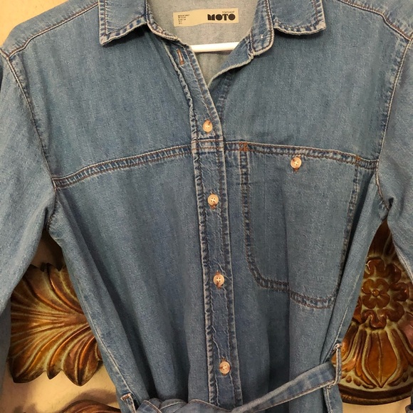 Topshop MOTO Denim Button Up Dress - Picture 3 of 4